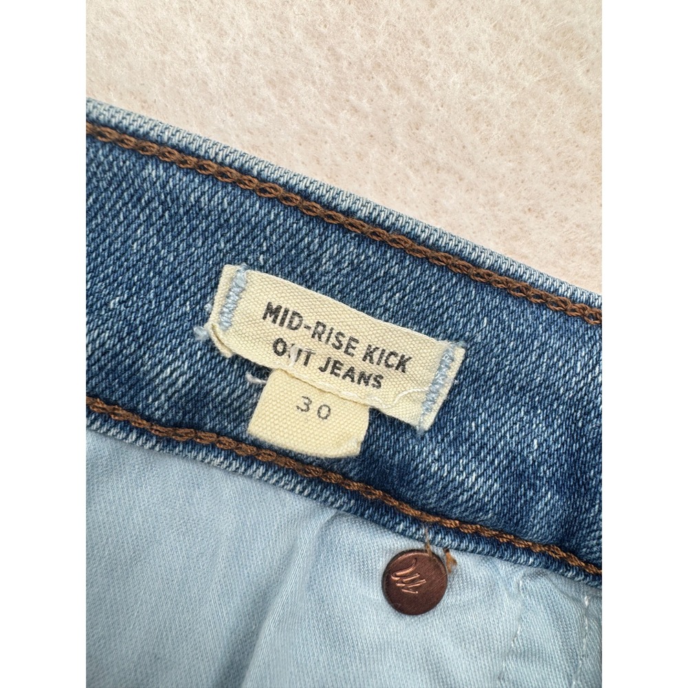 Madewell Mid-Rise Kick Out Jeans Womens 30 (32x26) Blue Light Wash Stretch Denim - Picture 3 of 11